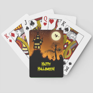 Creepy Haunted House Halloween Pokerkaarten
