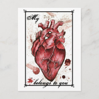 Creepy Heart Love Card Edgar Allan Poe citaat Briefkaart