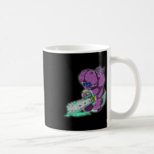 Creepy Hippo Scary Vaporwave Animal Chainsaw Hippo Koffiemok