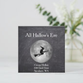 Creepy Hollow Halloween Witch en Moon Square Card Kaart (Staand voorkant)