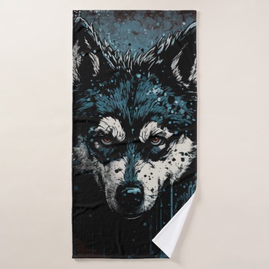 creepy Husky - Fleecedecke (Serviette de bain)