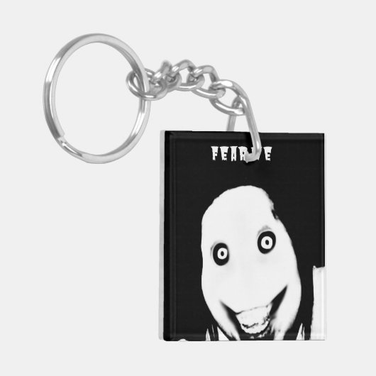 Creepy Internet Horror Glitch Face Sleutelhanger (Voorkant Links)