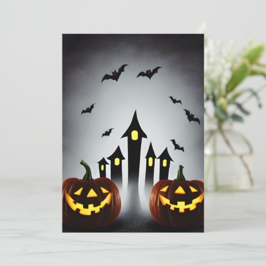 Creepy Jack o' Lantern Halloween Bash Party Kaart (Staand voorkant)