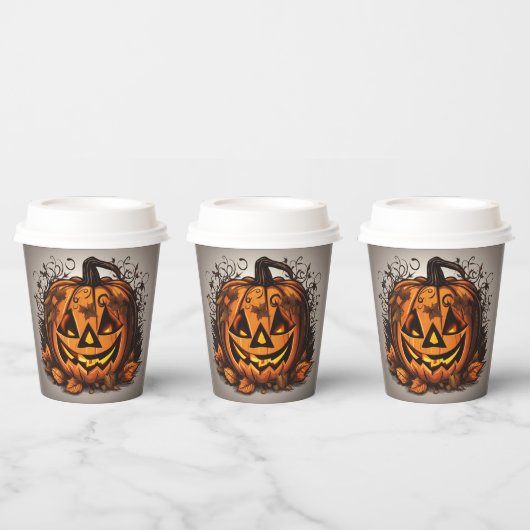 Creepy Jack-O-Lantern Halloween Papieren Bekers (Multi)