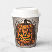 Creepy Jack-O-Lantern Halloween Papieren Bekers (Voorkant)