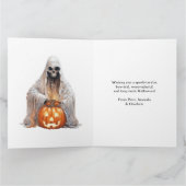 Creepy Jack O'Lantern Ghost Halloween Kaart (Binnen)
