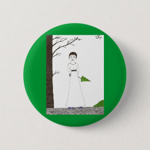 Creepy Jane Austen Rice Painting Ronde Button 5,7 Cm