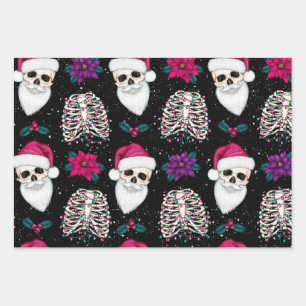 Creepy Kerstkerstkerstkerstkerstmanen en skeletten Inpakpapier Vel