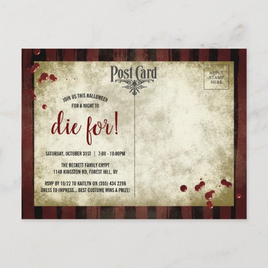 Creepy Killer Clown Halloween Party Uitnodiging Briefkaart (Achterkant)