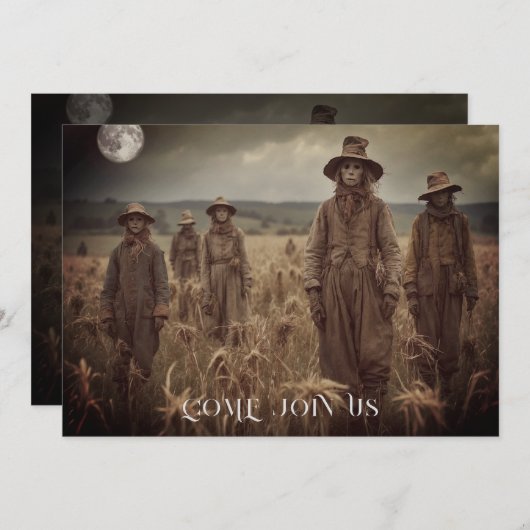 Creepy Mensen Halloween Party Uitnodiging (Voorkant / Achterkant)