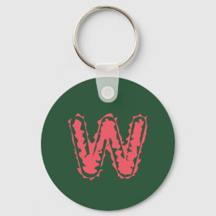 Creepy Monogram Botsing Roze op Groen Sleutelhanger