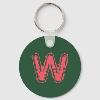 Creepy Monogram Botsing Roze op Groen Sleutelhanger