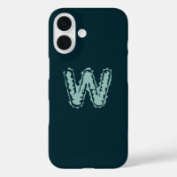 Creepy Monogram Mint Groen op Deep Blue