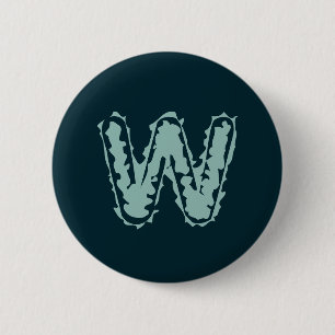 Creepy Monogram Mint Groen op Deep Blue Ronde Button 5,7 Cm