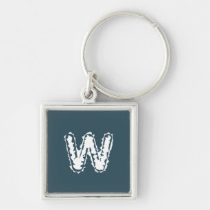 Creepy Monogram Wit op Blauw Sleutelhanger
