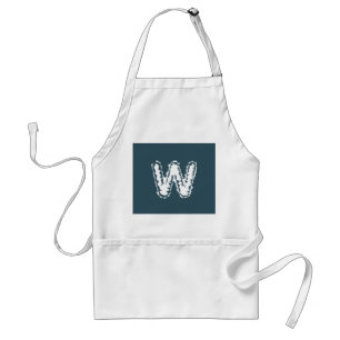 Creepy Monogram Wit op Blauw Standaard Schort