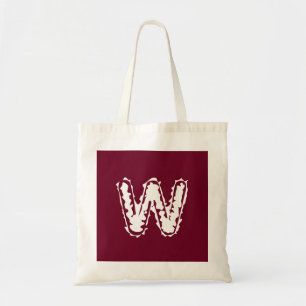 Creepy Monogram Wit op Rood Tote Bag