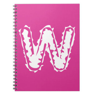 Creepy Monogram Wit op Roze Notitieboek