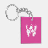 Creepy Monogram Wit op Roze Sleutelhanger (Voorkant Links)