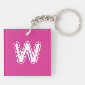 Creepy Monogram Wit op Roze Sleutelhanger (Achterkant)