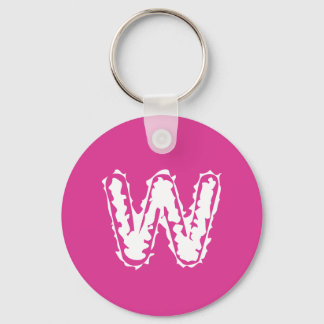 Creepy Monogram Wit op Roze Sleutelhanger