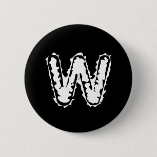 Creepy Monogram Wit op Zwart Ronde Button 5,7 Cm