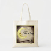 Creepy Moon Spooky Trick Treat Grungy Waterverf Tote Bag (Voorkant)