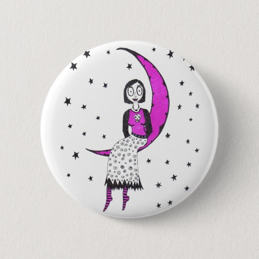 Creepy over de maan en sterren ronde button 5,7 cm (Voorkant)