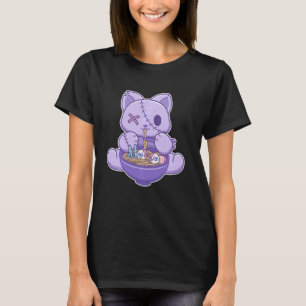 Creepy Pastel Gothic Cat Eten Halloween Ramen Nood T-shirt