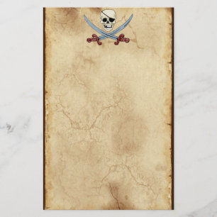 Creepy Pirate Skull & Crossed Cutlasses Briefpapier