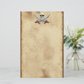 Creepy Pirate Skull & Crossed Cutlasses Briefpapier (Staand voorkant)