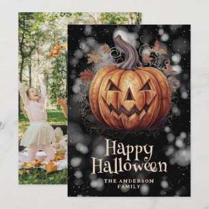 Creepy pompoen foto gelukkig Halloween Kaart