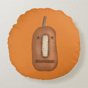 Creepy Prim Pumpkin Face   Halloween Rond Kussen