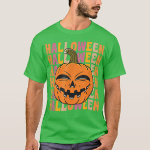 Creepy Pumpkin 70s Retro Style Hwe T-shirt