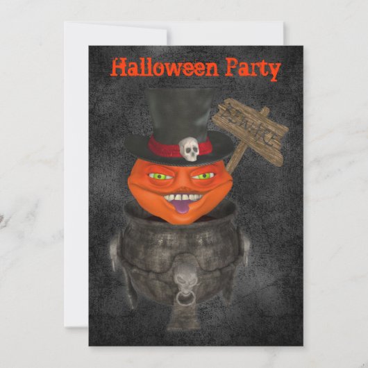 Creepy Pumpkin Face Halloween Invitation Kaart (Voorkant)