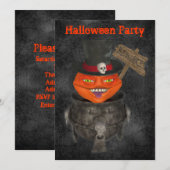 Creepy Pumpkin Face Halloween Invitation Kaart (Voorkant / Achterkant)