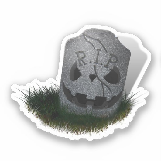 Creepy R.I.P. Grave Stone Halloween Sticker (Voorkant)