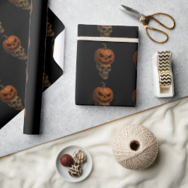 Creepy Realistic Halloween Pumpkin Skull Sticker Cadeaupapier