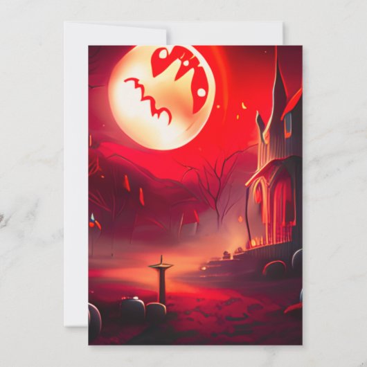 Creepy Red Landschap Enge Zon Halloween Kaart (Achterkant)