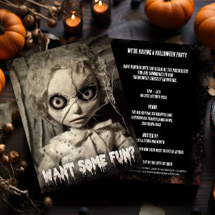 Creepy Sack Doll Budget Volwassen Halloween Uitnod Briefkaart