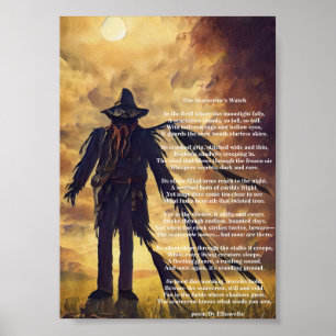 Creepy Scarecrow donkere kunst en gedicht Poster