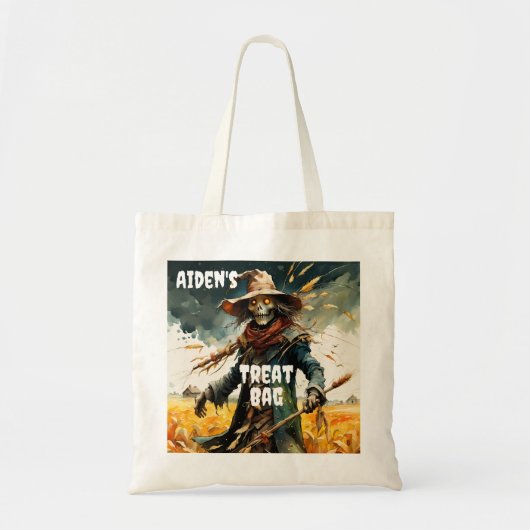 Creepy Scarecrow Halloween Treat Canvas tas (Voorkant)