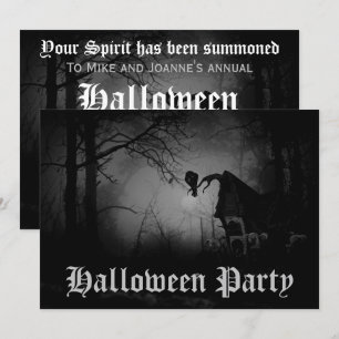 Creepy Scary Raven in het bos Halloween Party Kaart