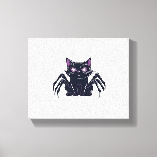Creepy Schattige Cat – Spider Legs & Heart Eyes Cl Canvas Afdruk (Voorkant)