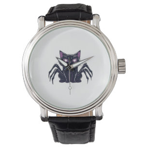 Creepy Schattige Cat – Spider Legs & Heart Eyes Cl Horloge