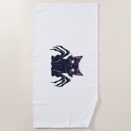 Creepy Schattige Cat – Spider Legs & Heart Eyes Ov Strandlaken (Voorkant)
