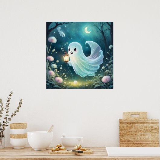 Creepy Schattige Ghost Art Poster (Keuken)