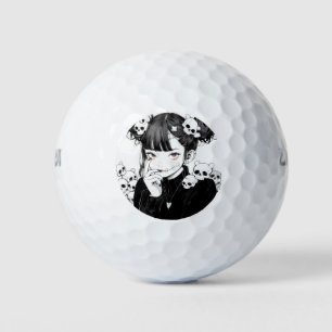 Creepy Schattige Gothic Manga Stijl Skulls en Anim Golfballen