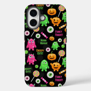 "Creepy Schattige" Monsters en Halloween Fun Seaml iPhone 16 Hoesje