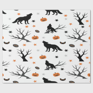 Creepy Schattige Wolf Pack Halloween Cadeaupapier